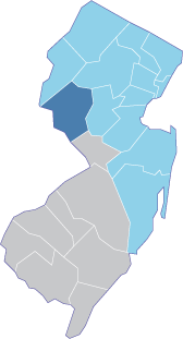 Hunterdon County is highlighted in dark blue.