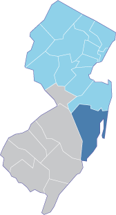 Ocean County is highlighted in dark blue.