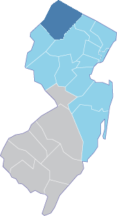 Sussex County is highlighted in dark blue.