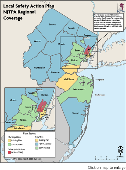 Local Safety Action Plan NJTPA regional map