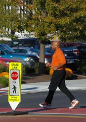 Pedestrian crossing street