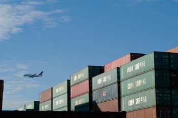 stacked freight containers