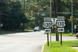 Road signs for Route 130 in Middlesex County