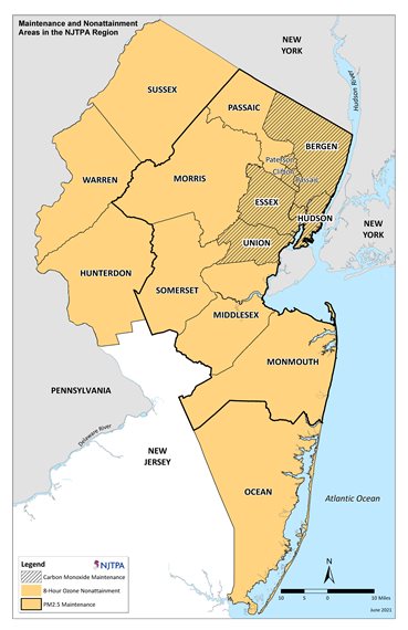 Maintenance and Nonattainment Areas in the NJTPA Region