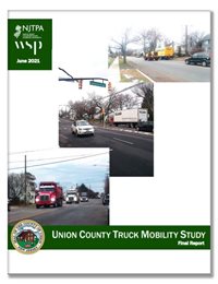 Cover of the Union County Truck Mobility Plan showing images of trucks on county roads.