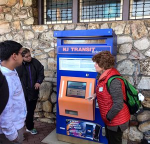 Donna Allison of RideWise demonstrates NJTRANSIT ticket vending machine during TMA travel training