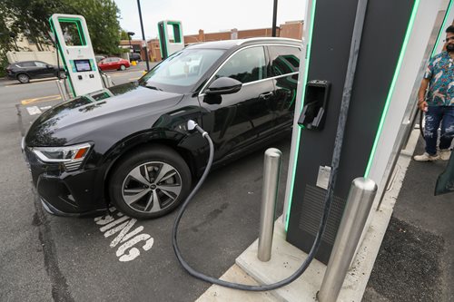 Audi charging at an EV charging station in Denville