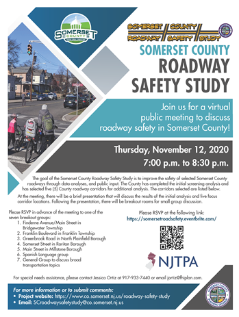 Somerset County Roadway Safety Study Flyer. RSVP at http://bit.ly/RegisterForMeetingNov12