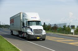 A truck travels through Cranbury, Middlesex County