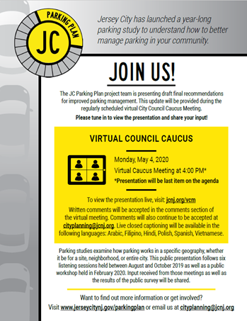 JC Parking Study event flyer