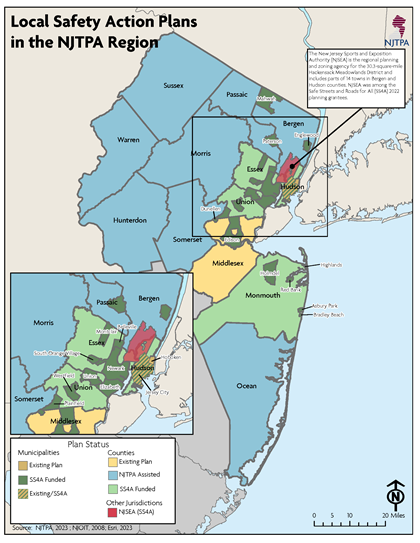 Local Safety Action Plan NJTPA regional map